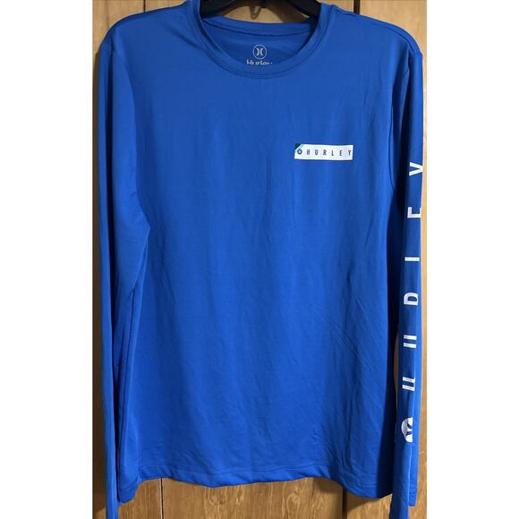 Hurley Men's Rash Guard UPF 50+ Long Sleeve T-Shirt Moisture Wicking Blue Small - Picture 1 of 4